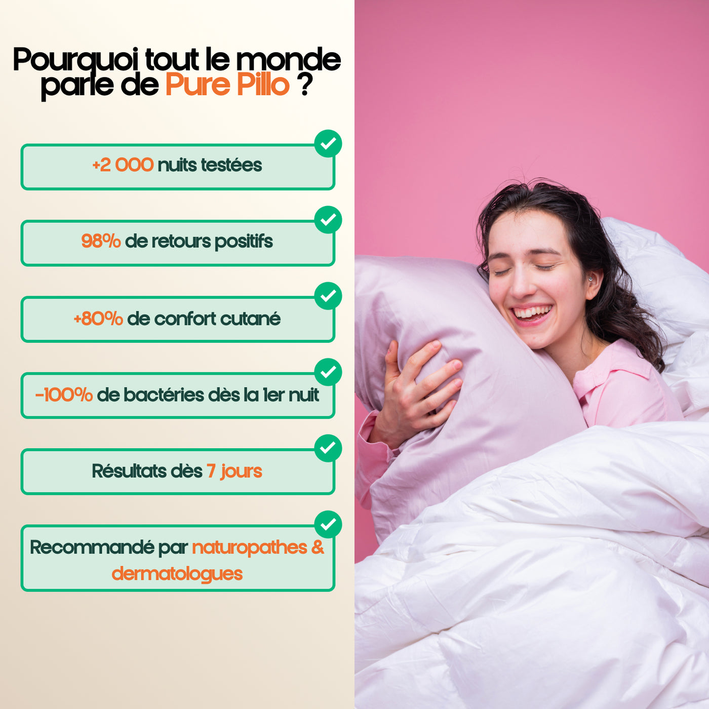 Percale de coton - Rose - 65x65cm